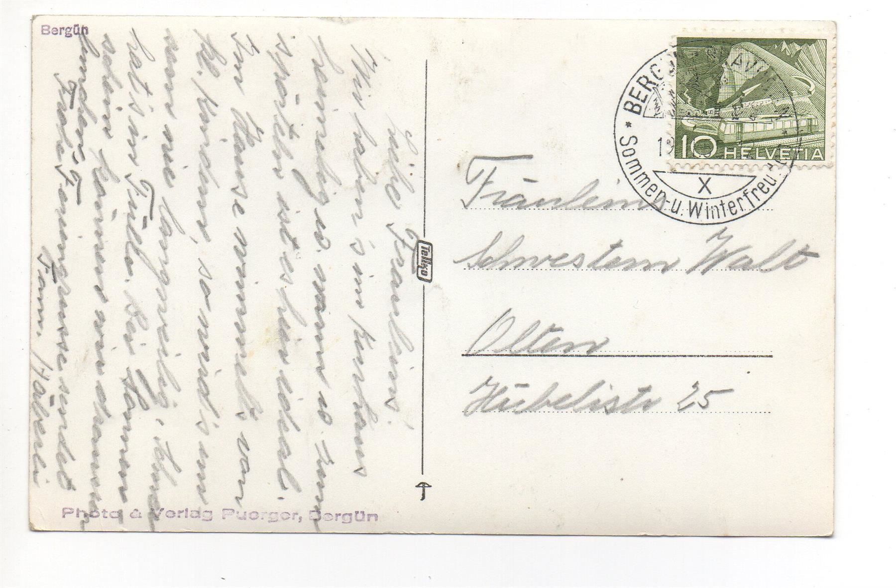 Cartes postales: BERGÜN – D'occasion à Jona par philajona 1