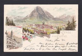 GLARUS, neue Post, 2-Bild Litho 1898