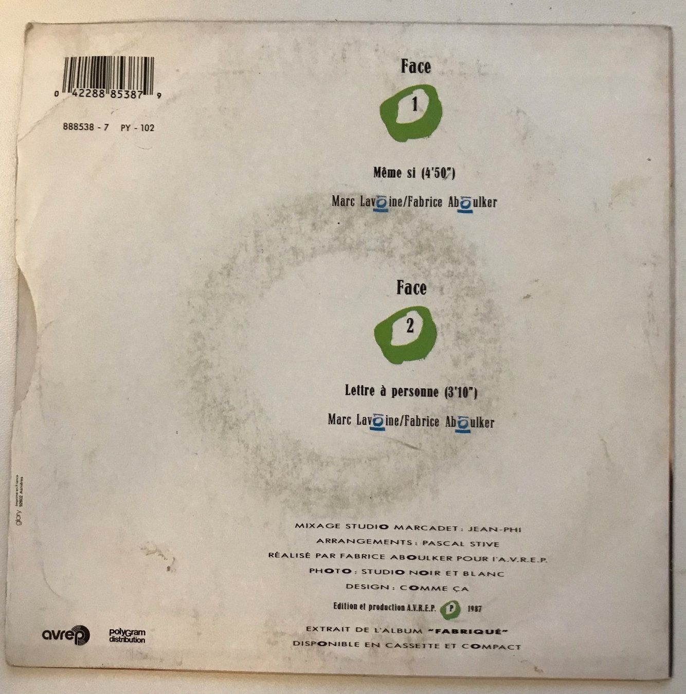 Vinyles: Marc Lavoine (Single, 7") Même si – D'occasion à Zürich par Tarafo5 1