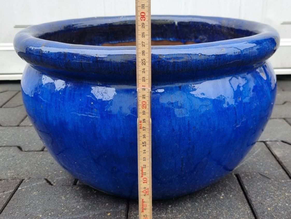 Blumentöpfe: Schöner grosser blau Glasierter Übertopf – Gebraucht aus Lotzwil von  1