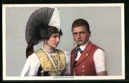 AK Appenzeller-Paar in Tracht
