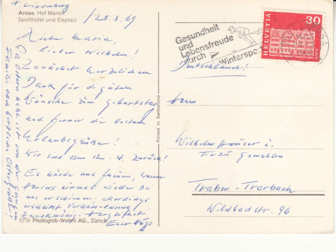 Cartoline postali: Arosa 1969 – Usato da Bürglen TG venduto da StampGraf 1