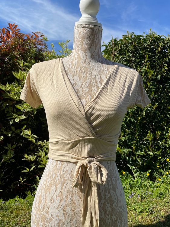 Damen Elegantes V-Ausschnitt Langarm Wickeloberteil – Schmale Passform Bluse