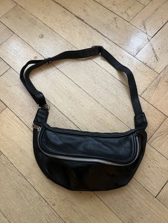 Bauchtasche Leder schwarz