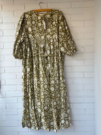 Maxi Dress – Hand Block Printed, 100% Cotton –  S/M & LXL