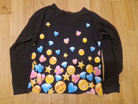 Pull fille noir à motifs emojis - Taille 158 164