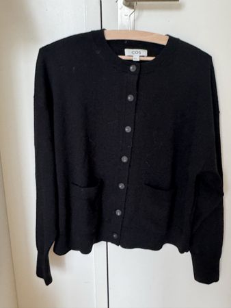 COS Strickjacke schwarz Grösse XS oversized Damen 100% Wolle