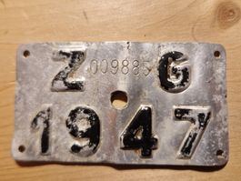 Velonummer Zug 1947, RAR!!
