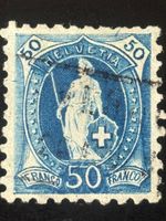 CH1888 - Helvétie debout - 50 cts bleu - 13 dents - Zu 70B