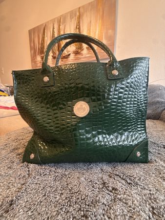 Damentasche Handtasche grün Krokodiloptik guter Zustand