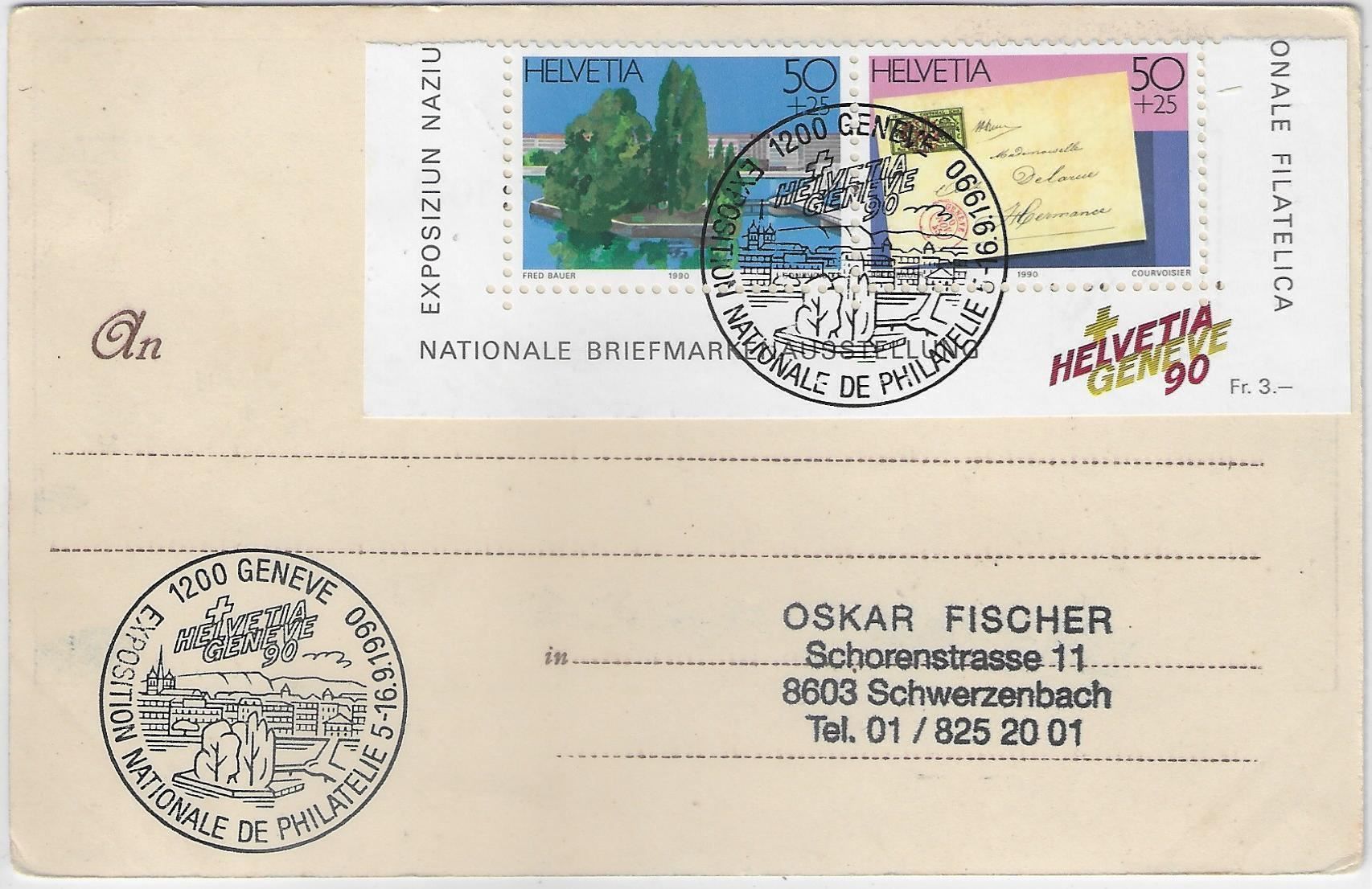 Cartoline postali: Souvenir de Geneve - Litho 1900 – Usato da Ettingen venduto da Kartenplanet 1