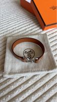 Hermès Clic H Armband, Leder, Grösse T4, Cognac Braun, Top!