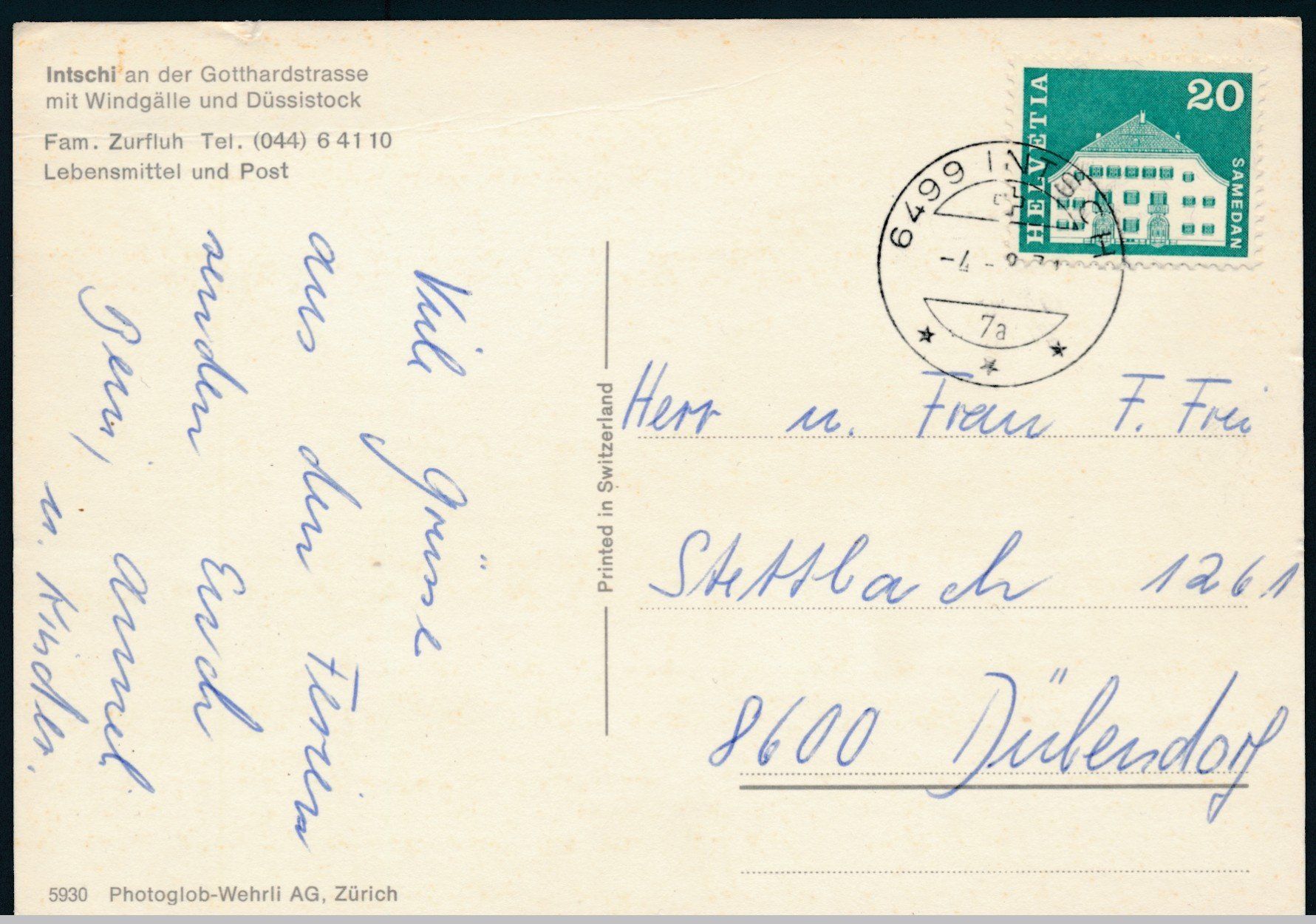 Cartoline postali: AK: Intschi an der Gotthardstrasse – Usato da Bonau venduto da Profila3 1