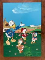 Gemälde  Donald Duck, Tick, Trick und Track signiert  P.Ryf