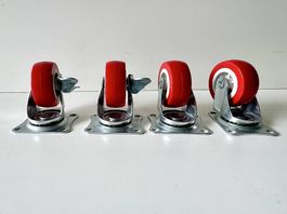 4 stabile Lenkrollen / Gleiträder mit Bremse  Top Zustand