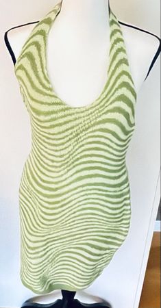 H&M Kleid Neckholder Gr. M Grün gestreift