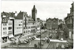 AK Basel; Marktplatz und Rathaus 1956, gel. nach Thalwil