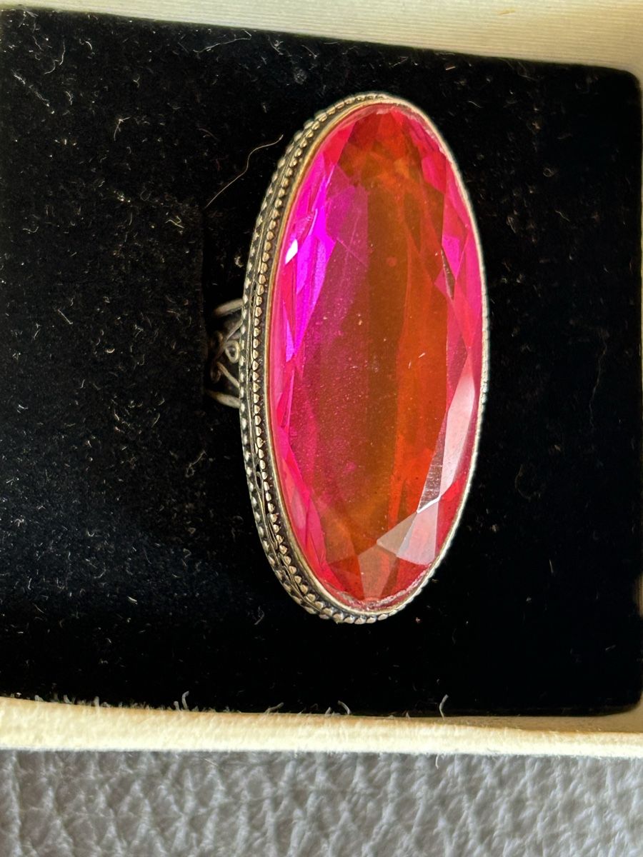 Anelli: XL 925 . 16gr pinkstein Silber Ring – Usato da Roggwil BE venduto da Viking72 1
