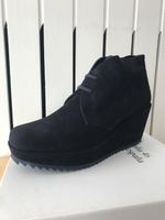Neue Keilabsatz Schuhe Leder, Dunkelblau, NP 459 Chf, Gr. 41