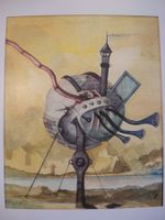 Daniel de Tramecourt KULA BALL signiert Aquarell Gemälde