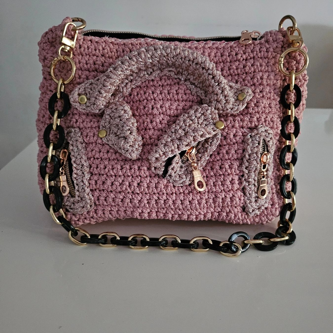 Borse da donna: Sac à main crocheté rose poudré - Chic et original! – Usato da Dietlikon venduto da mic_z7ly