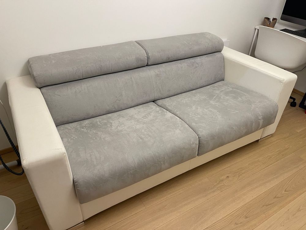 Canapé-lit Convertible – Taupe – 187 Cm Largeur – Mousse Ferme – Double (Très Bon état)