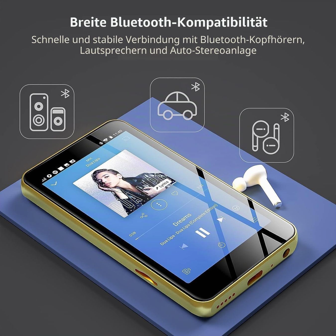Lecteur media portable: MP3-Player mit Bluetooth und WLAN 4" Touchscreen HiFi Gold – Neuf avec emballage d'origine à Schaffhausen par Alvora 4