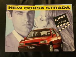 Opel Corsa Strada Faltprospekt selten 4 Seiten Sept. 1991