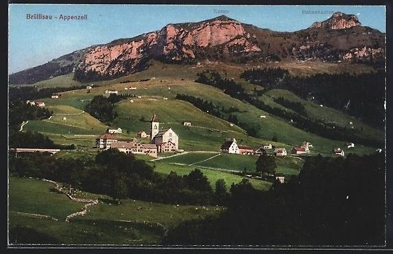 Cartoline postali: Brüllisau, Ortspartie mit Kirche aus de – Usato da Berlin venduto da bartko-reher