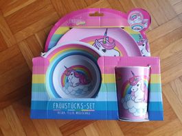 Einhorn Frühstücks-Set aus Kunststoff