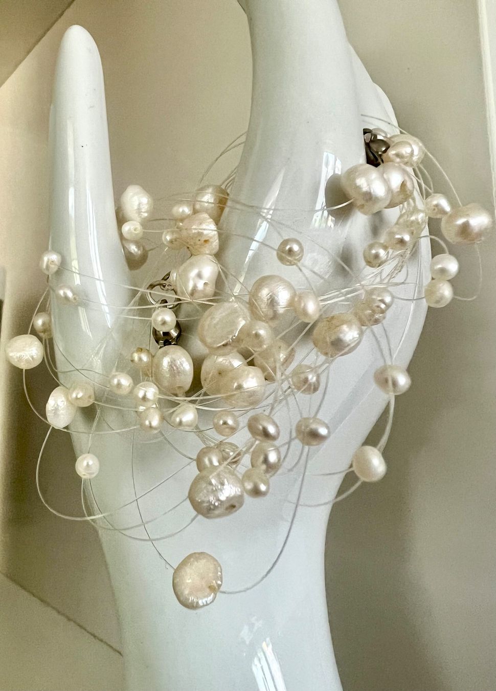Catenine: Perlenschleier - Vintage Kette mit Süsswasserperlen & Silber – Usato da Ruswil venduto da artbyhand 1