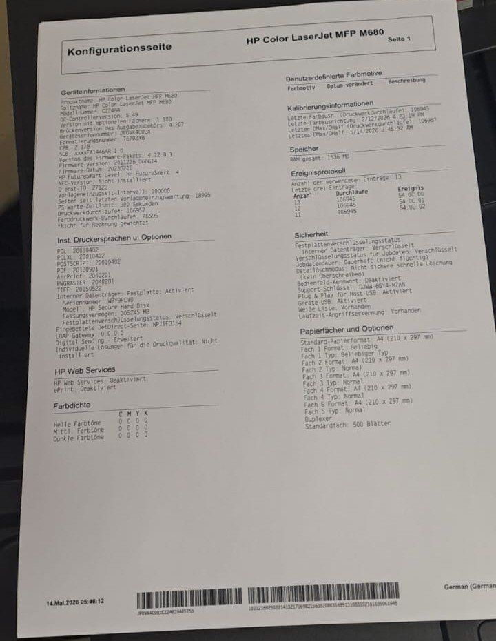 Hewlett Packard Stampanti: HP Color LaserJet Enterprise Flow M680z – Usato da Reinach AG venduto da VOJ 2