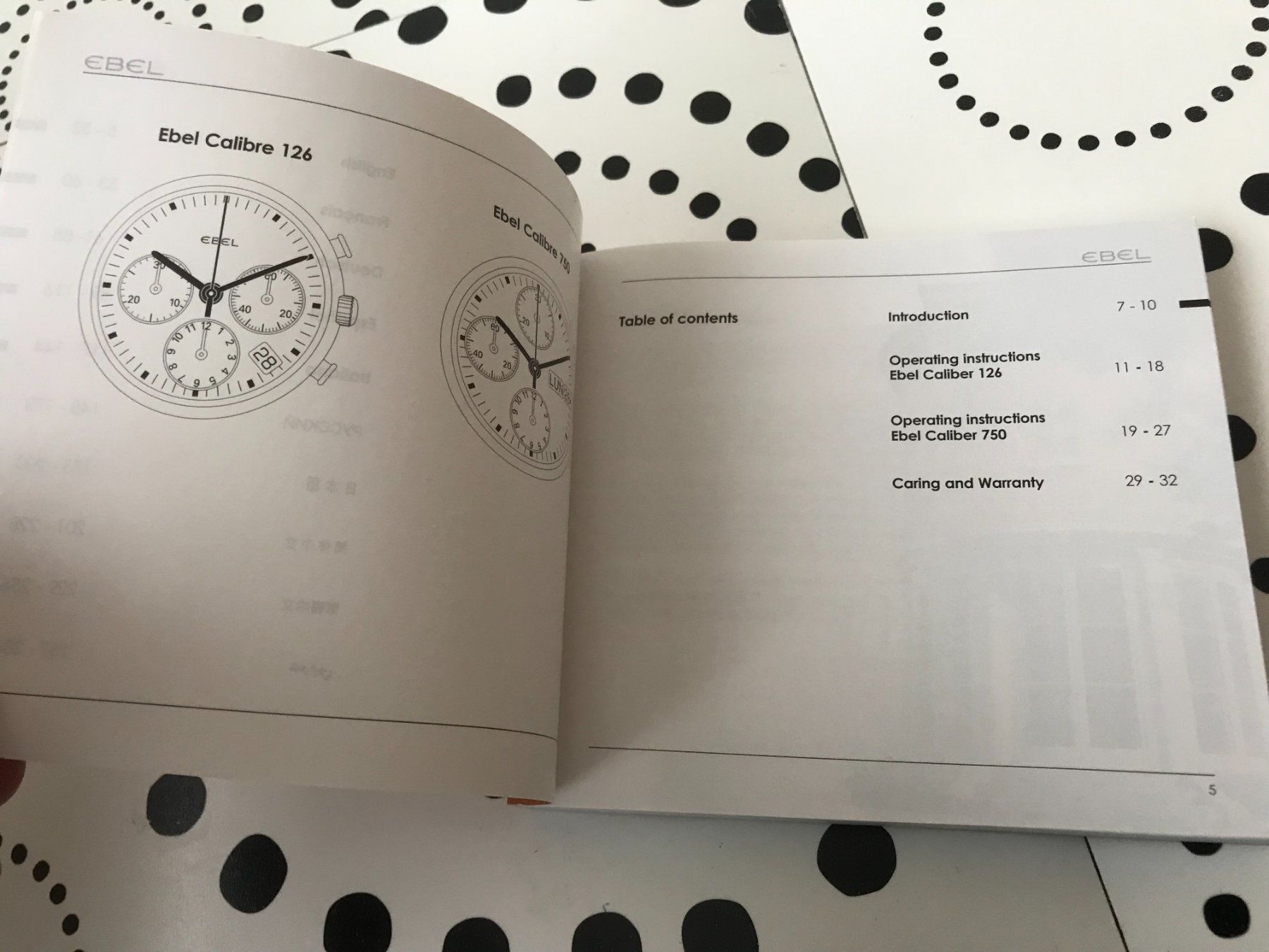 Documenti: EBEL - AUTOMATIC CHRONOGRAPH - OPERATING INSTRUCTIONS – Usato da Epalinges venduto da watchforyou 2