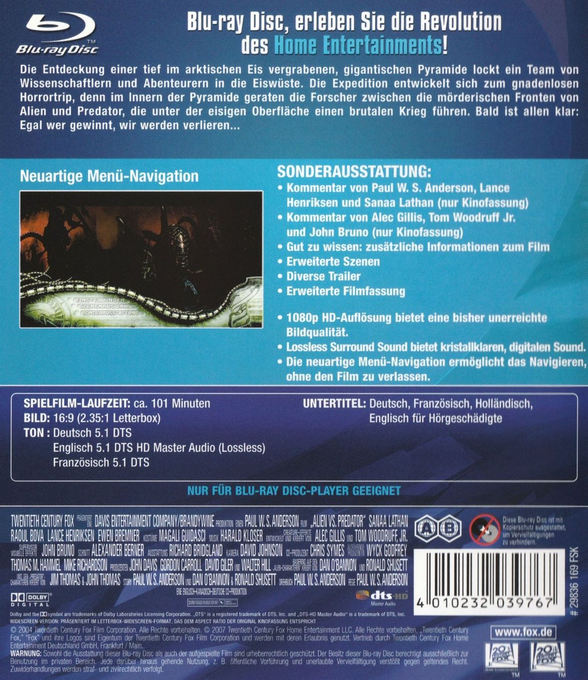 Alle DVDs: AVP - Alien VS. Predator (2004) UNCUT/Extended Cut/Blu-ray – Gebraucht aus Volketswil von cinephilia 1