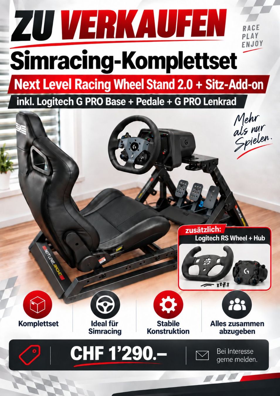 Giochi: Simracing Set Next Level Racing Logitech G PRO komplett – Usato da Liestal venduto da jet_8by9