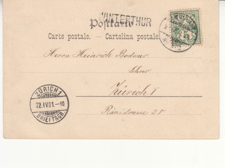 Cartoline postali: Aareschlucht 1901 mit Stabstempel Winterthur – Usato da Bürglen TG venduto da StampGraf 1