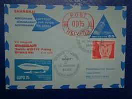 Brief 1975 LUFTPOST FLUGPOST Zurich-Genève-Pékin-Shangai