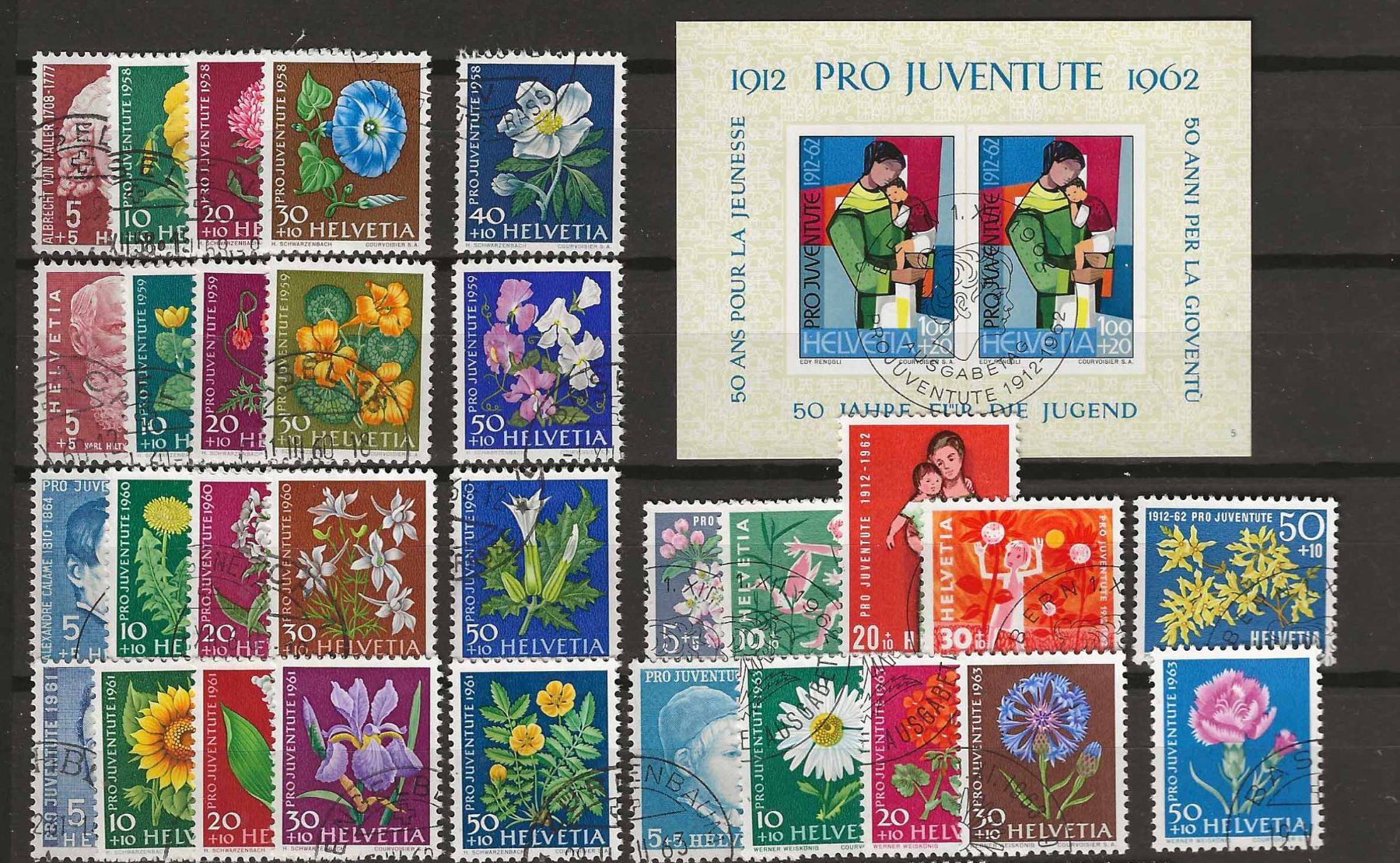 Tutti i francobolli: PJ058 - Pro Juventute 1958-1963 obl. – Usato da Trélex venduto da Phil_Albert