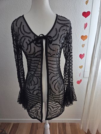 Schwarze, elegante Sommer Jäckli Negliée, Gr. 36/38 Top!