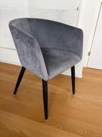 Stuhl Samt grau mit Metallbeinen guter Zustand