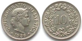 Schweiz EIDGENOSSENSCHAFT 10 Rappen 1936 Nickel