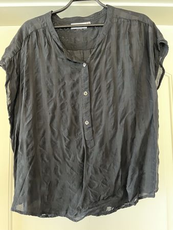 Schwarze Bluse Gr. 38, Kurzarm, Sommerbluse