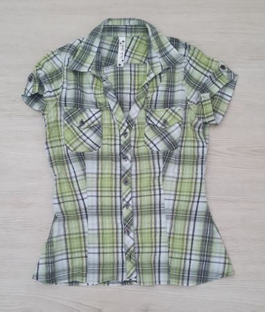 Chemisier à carreaux vert et blanc - Taille M - Été