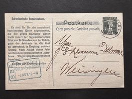 Postkarte 1923 mit Aufdruck Burgdorf (P759)