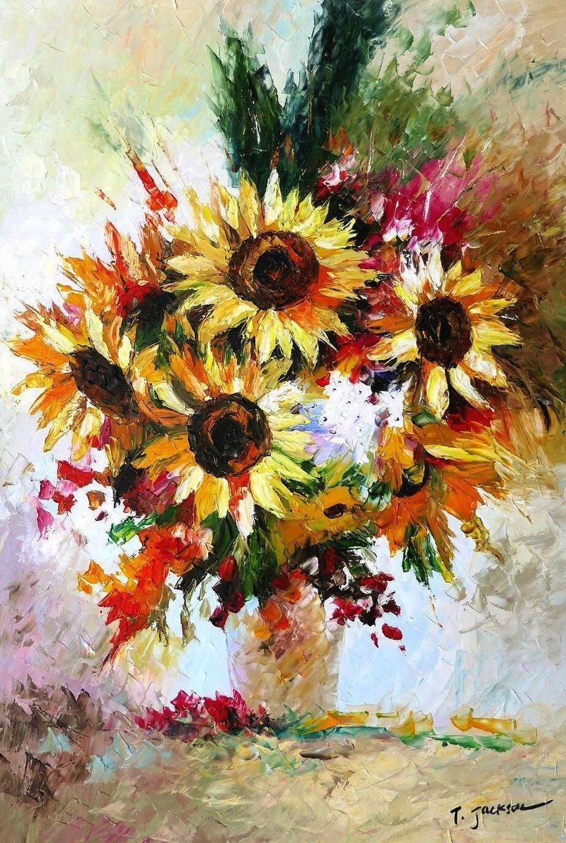 Reproduktionen & Neuware: Modern Art - Vase mit Sonnenblumen – Neu (gemäss Beschreibung) aus Larnaca von KunstDepot24