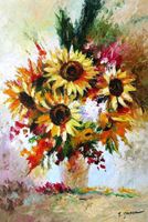 Modern Art - Vase mit Sonnenblumen