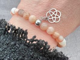 Bracelet en pierre de lune et de soleil  - Mondstein Armband