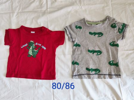 80/86 - 2 T-shirts Krokodil - Drache