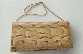 Vintage Ledertasche, Clutch, Schlangenprägung