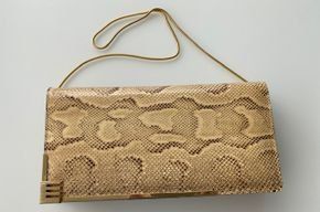 Vintage Ledertasche, Clutch, Schlangenprägung